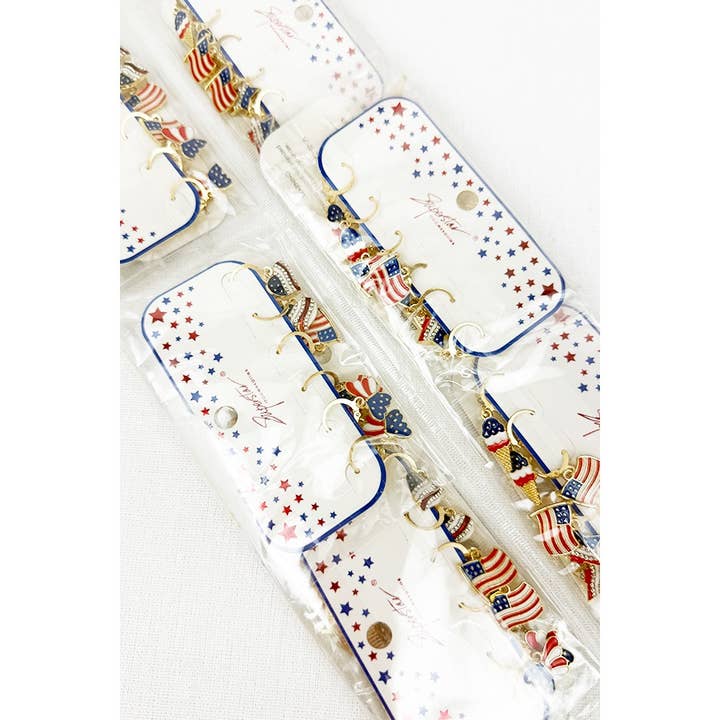 MIX COLOR 4TH OF JULY Huggie Earrings for wholesale on Faire