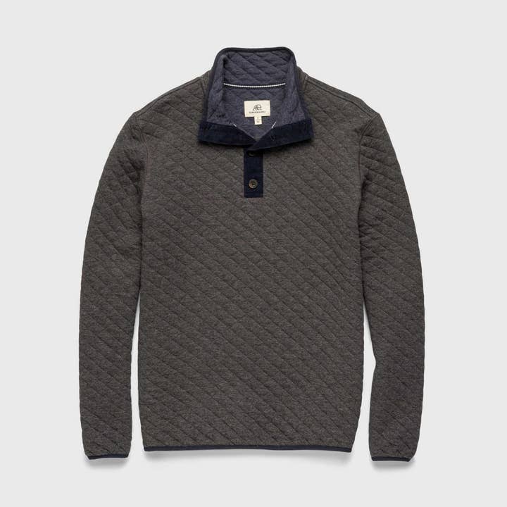 Ken Quilted Button Mock – Charcoal Heather for wholesale by SURFSIDESUPPLY