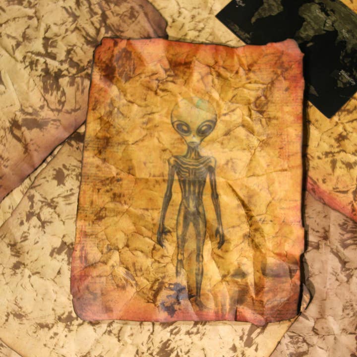 Alien Scroll: "Galaktiske Glyffer" trykker håndlavet for engroshandel hos Kutuleras