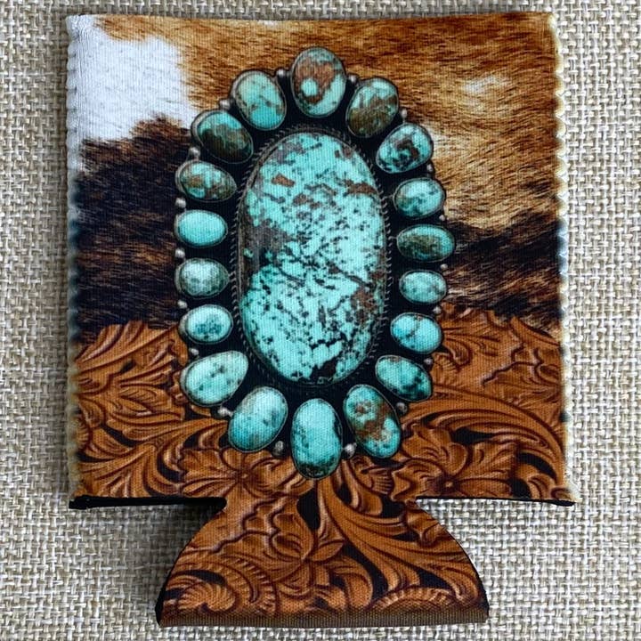 No Fringe Regular Western Cowhide and Leather Koozie for wholesale by RAD Wholesale