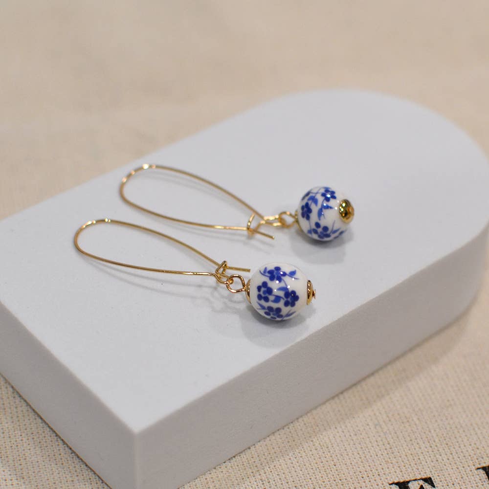 StarryNYC - Vente Boucles d'oreilles pendantes - Boucles d’oreilles en verre de Murano avec perles rondes et crochet rein9