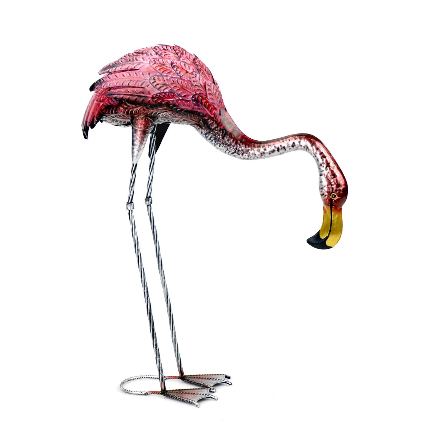 Zaer Ltd. International - Wholesale Garden/Lawn Stake - 41.3" Tall Metallic Pink Flamingo Garden Stakes- 4PC/Set8