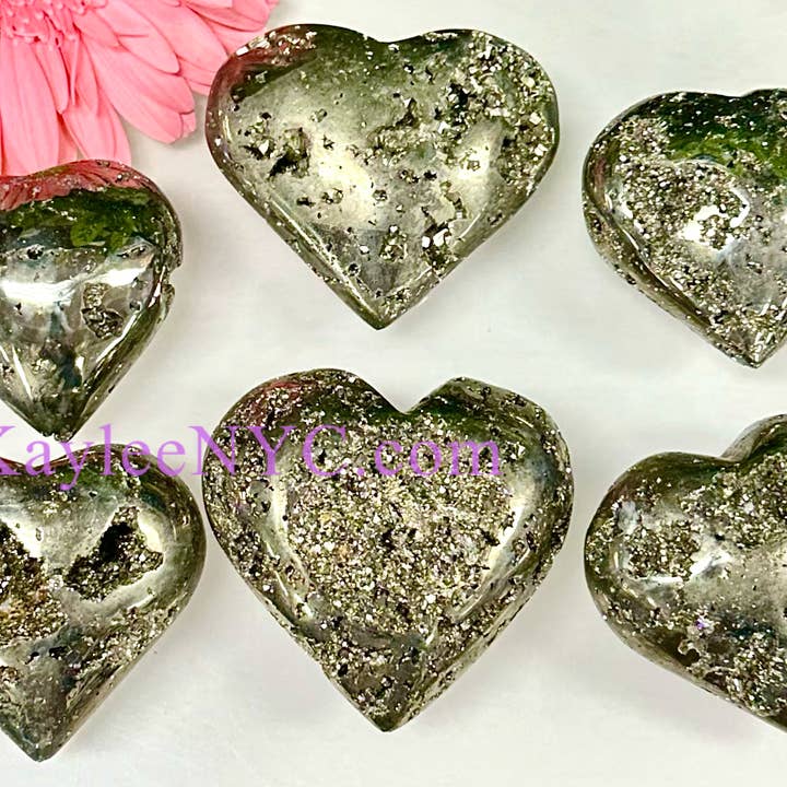 Natural Pyrite Crystal Heart Healing Energy for wholesale by KayleeNYC