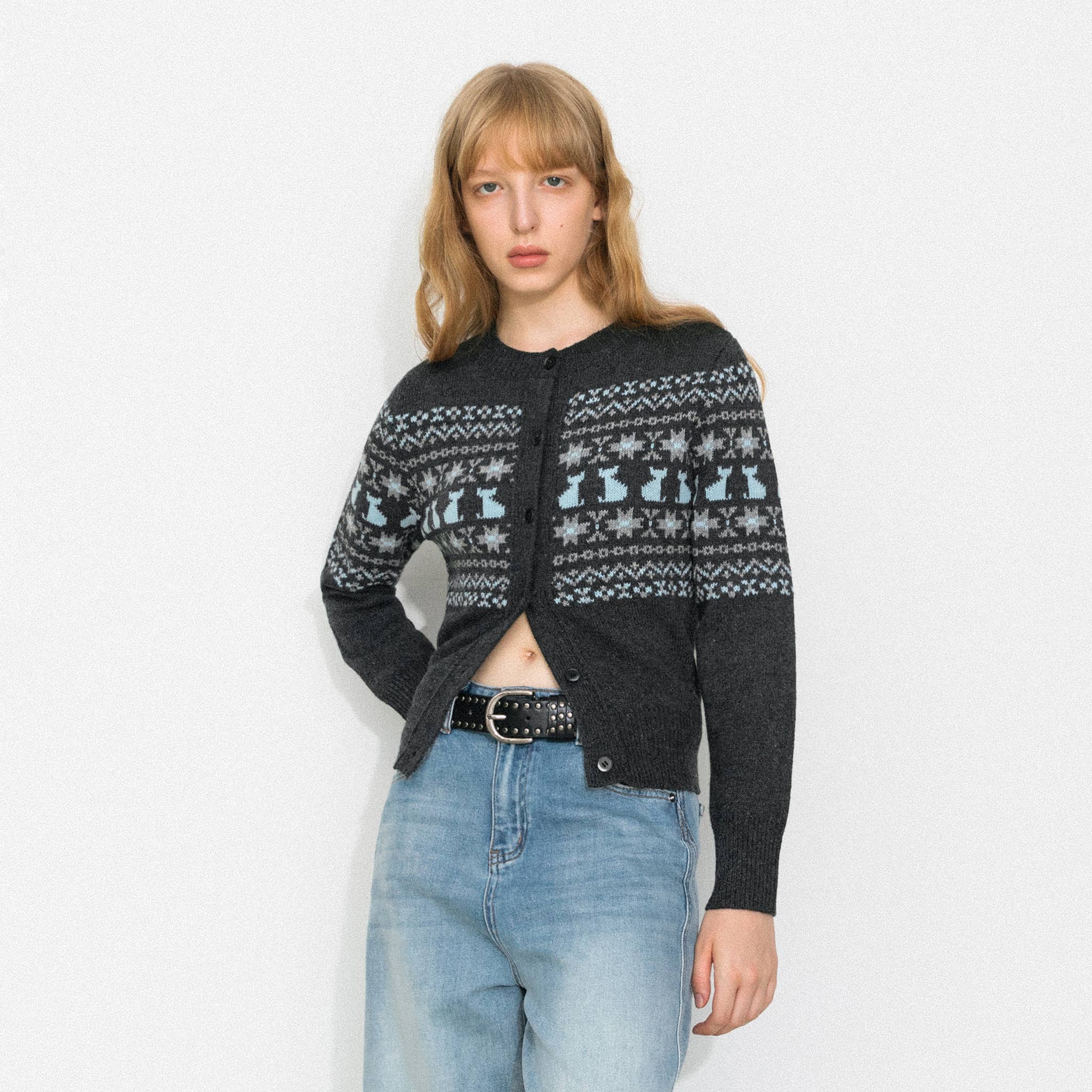 CUBIC - Wholesale Cardigan - Women's - CUBIC Cat Print Fair Isle Wool-Blend Cardigan9