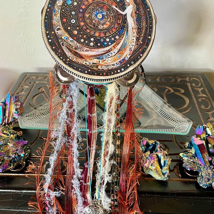 Bodhi Leaf Market - Wholesale Wall Accent - Charmed White Magic 6" Tambourine and Ribbon Wall Accent3