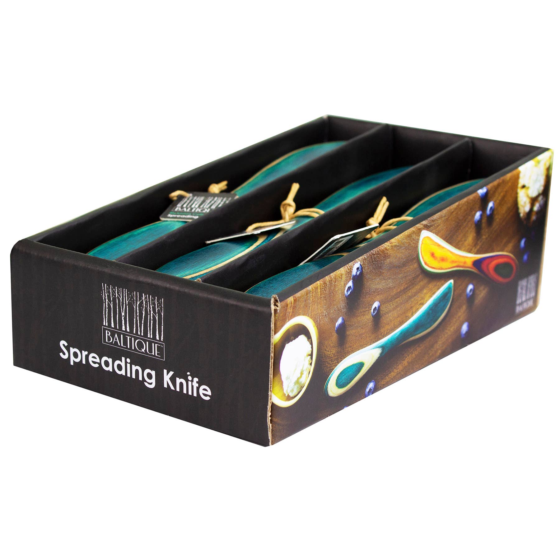 Totally Bamboo - Wholesale Cheese Spreader - Baltique® Mykonos Colorful Wooden Cheese Spreader Knife, 8"4