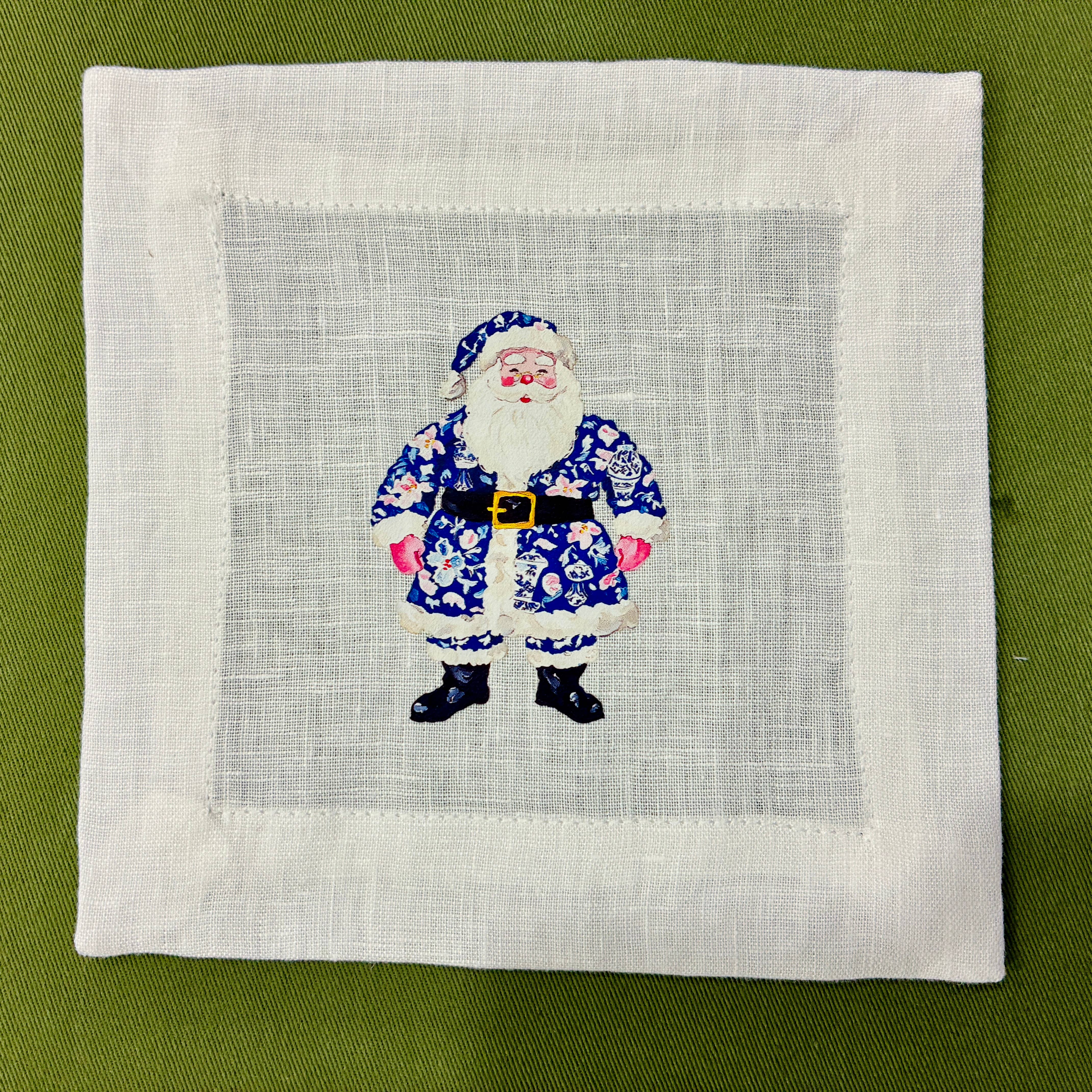 Belle Linen - Wholesale Dinner & Cloth Napkin - Christmas Characters White Linen Cocktail Napkins0