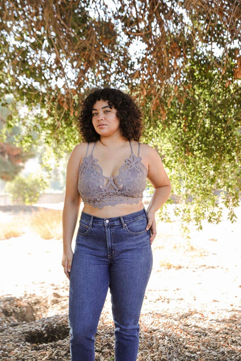 Leto Accessories - Wholesale Bralette - Women's - Crochet Lace Longline Bralette–XL, Padded, Stylish Comfort🌼10