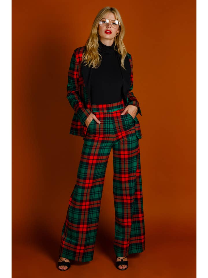Shinesty, Inc - Wholesale Suit Pants - Women's - Women's Suit Pant | Lincoln Log Love Lady Green Plaid Pant