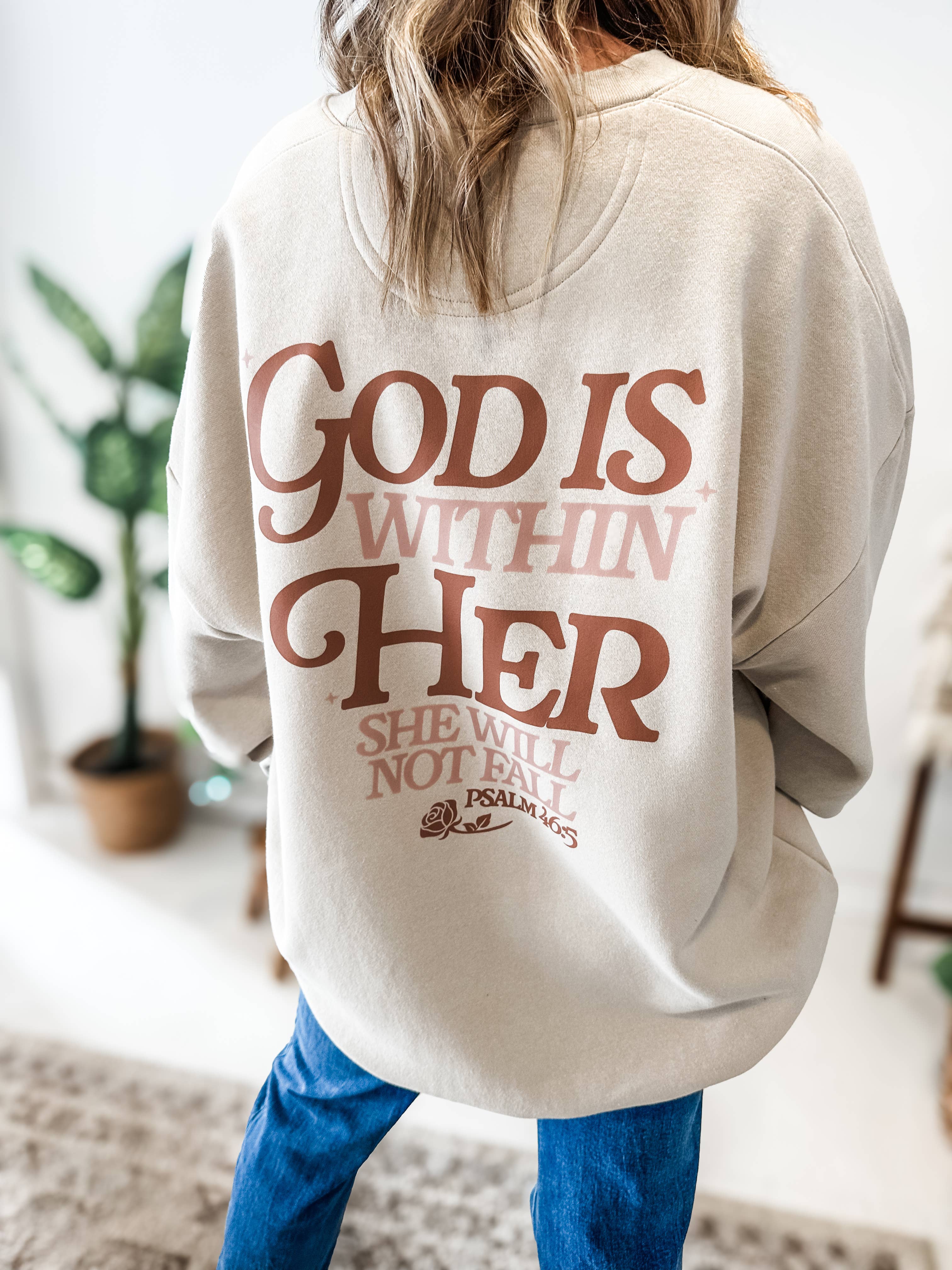 Wicker Road Boutique - Wholesale Graphic Sweatshirt - Women's - God is Within Her, She will Not Fail Sweatshirt1