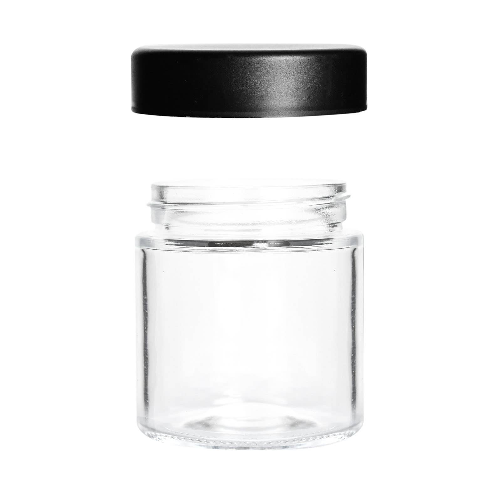 Human Objects® - Wholesale Jar - 3oz/60ml Clear Glass Jar With Black Child Resistant Caps3
