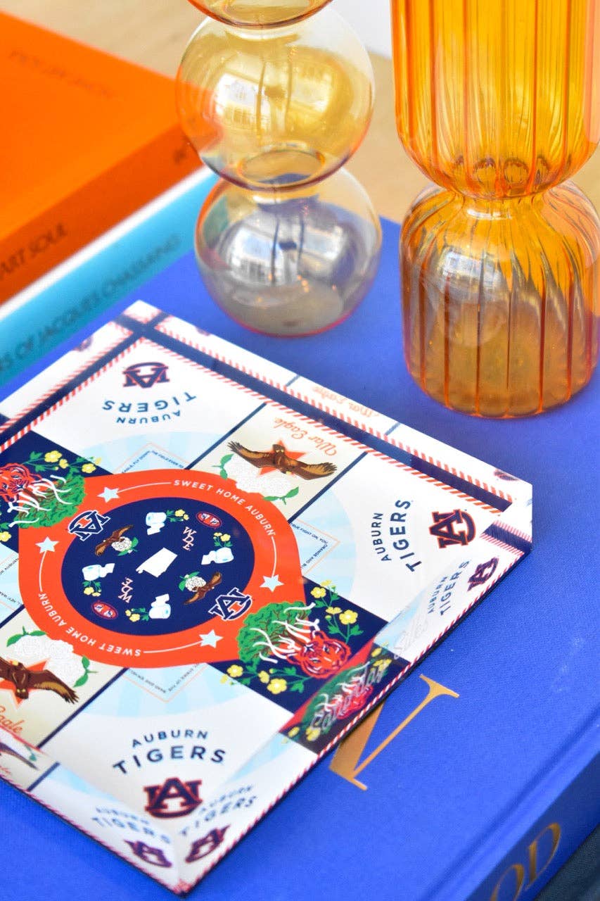 Saturday Silks - Wholesale Decorative Tabletop Object - Auburn Tigers Acrylic Block Art1