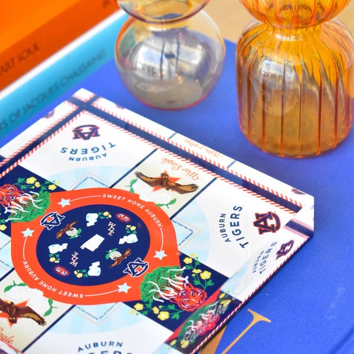 Saturday Silks - Wholesale Decorative Tabletop Object - Auburn Tigers Acrylic Block Art1