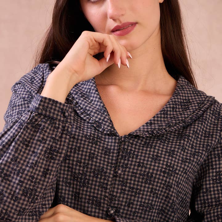 ALAIN Blouse – Checked Cotton with Retro Charm and other Purchase wholesale fabric covered button. Free returns & net 60 terms on Faire trending on Faire.