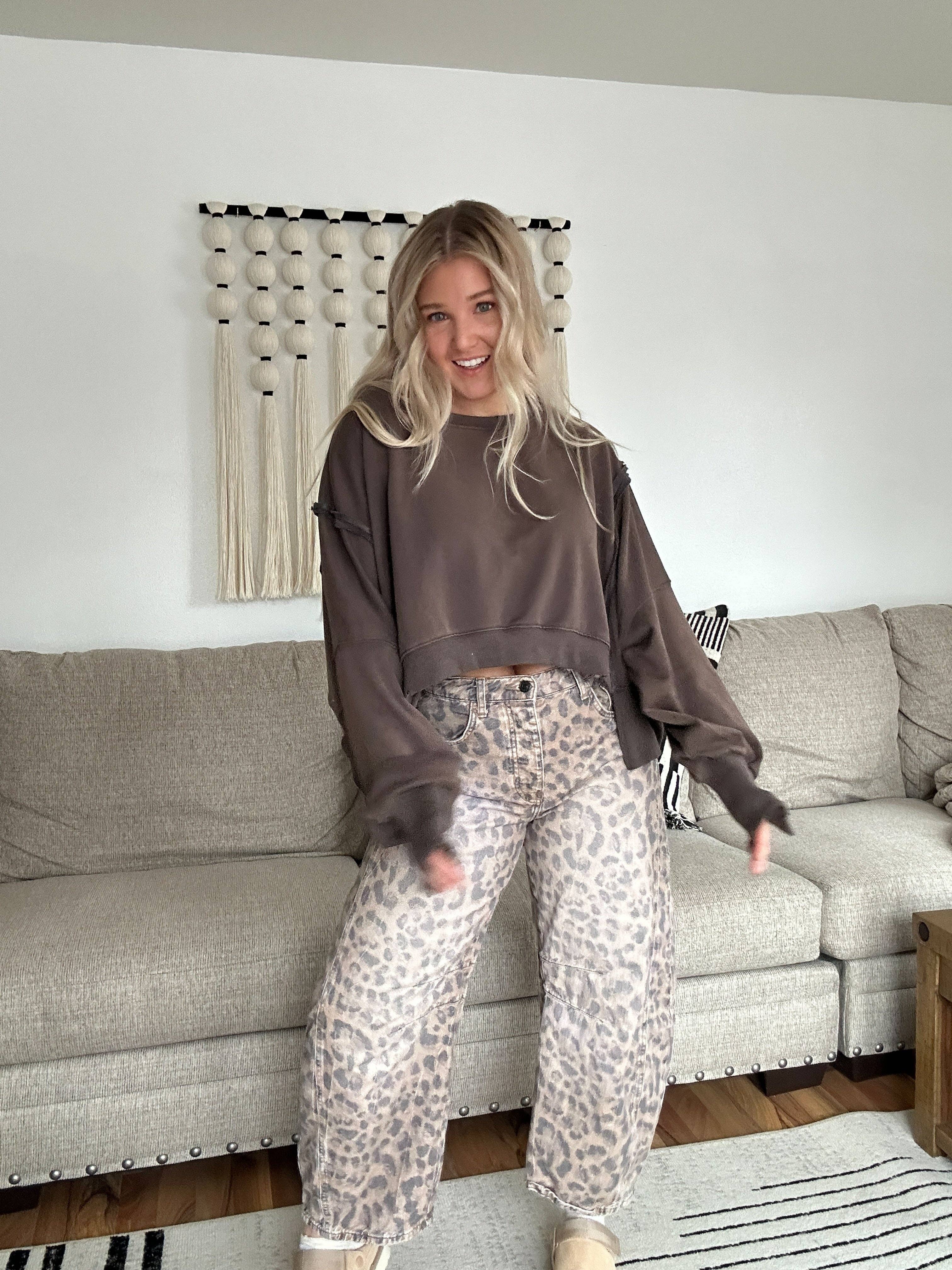 Attire Focus - Vente Sweat-shirt – femme - Sweat-shirt court surdimensionné bohème délavé minéral11