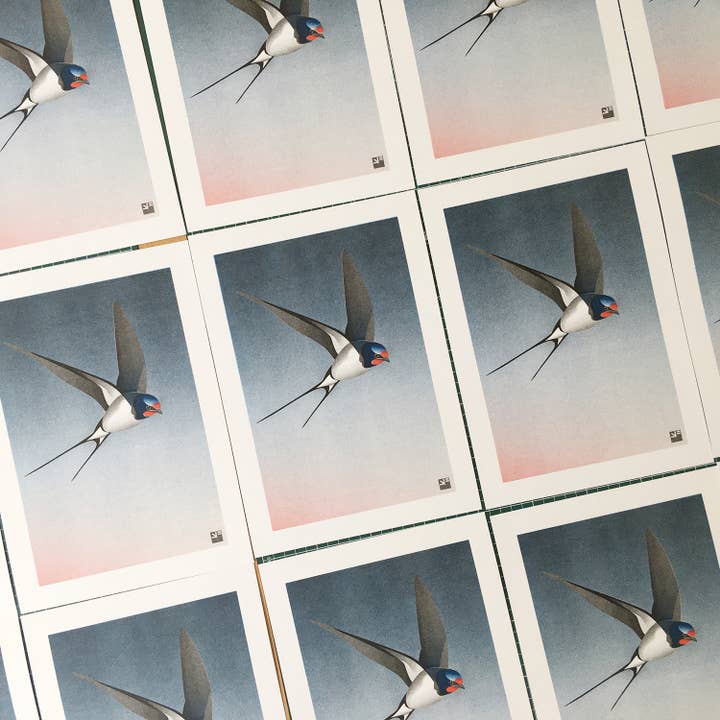 VrijFormaat - Wholesale Art Print - riso print - Barn Swallow - Bird art print - A42