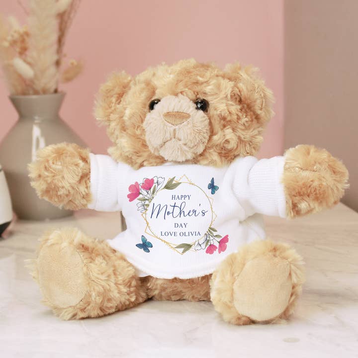 Personalised Geometric Floral Teddy Bear for wholesale by Simply Canvas Art
