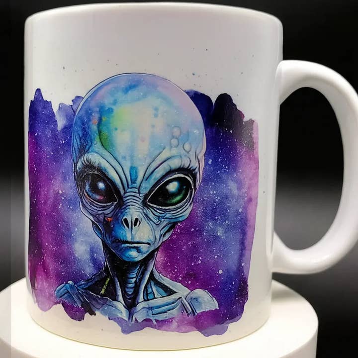 American Taina Crafts - Wholesale Coffee Mug - Alien Coffee Mug 11oz - Cosmic Sci-Fi Gift Visitor from Vortex