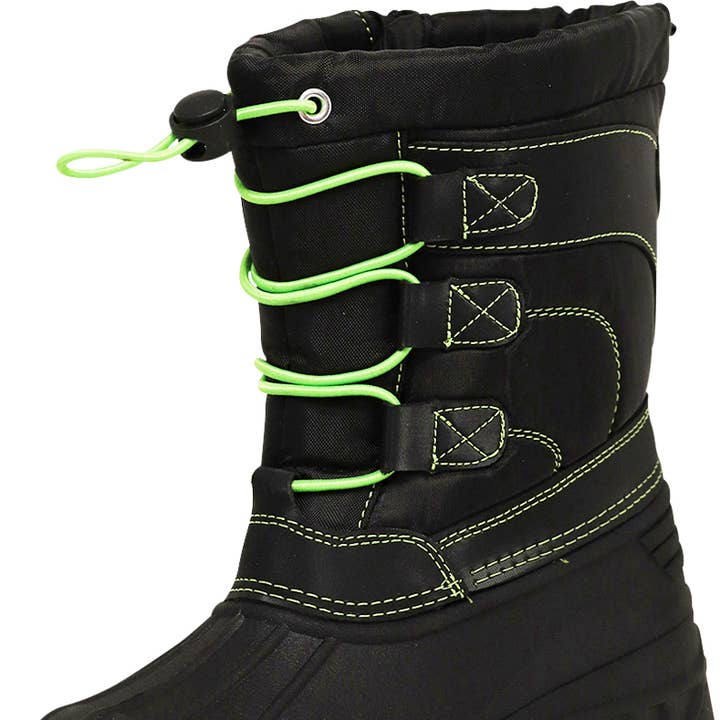 NORTY Tod Boys 6-10 Black/Lime Snow Boot 50003 Prepack for wholesale by The Norty Brand