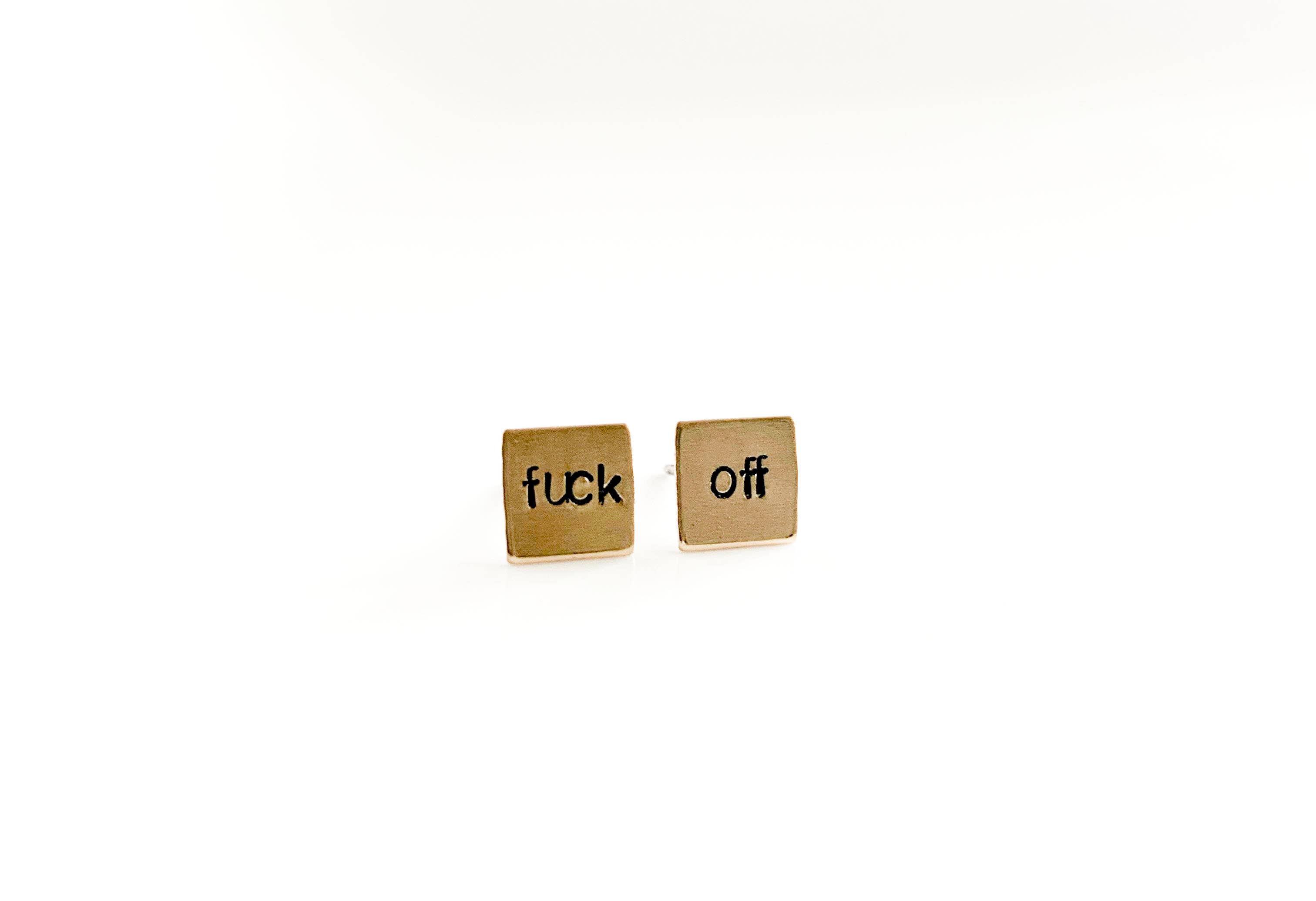 Grey Theory Mill - Wholesale Stud/Post Earrings - fuck off, square earrings2