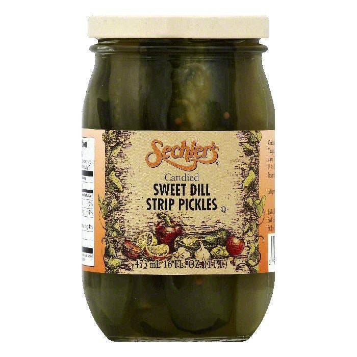 KeHE Distributors, LLC - Wholesale Pickled Vegetables - Sechlers Candied Sweet Dill Strip Pickles, 16 OZ
