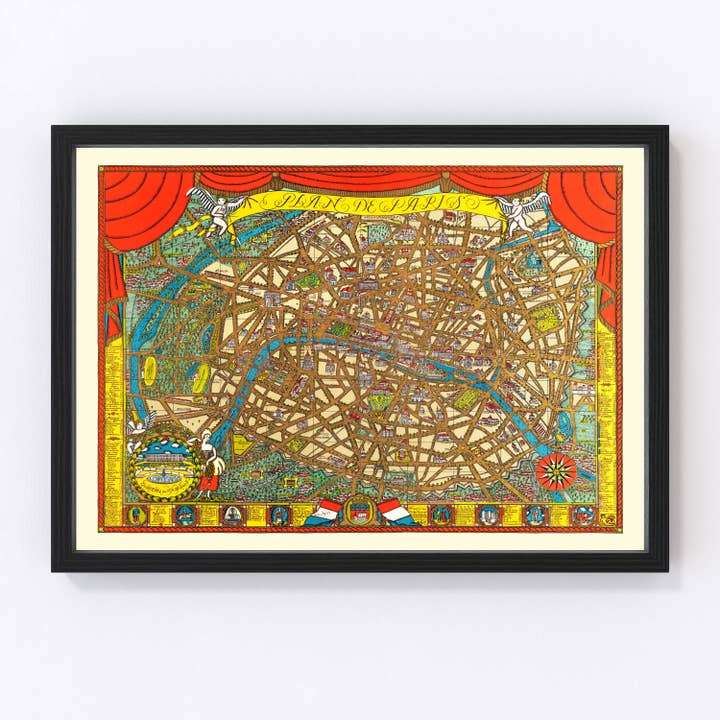 Vintage Map of Paris, France 1927 for wholesale by Ted's Vintage Art