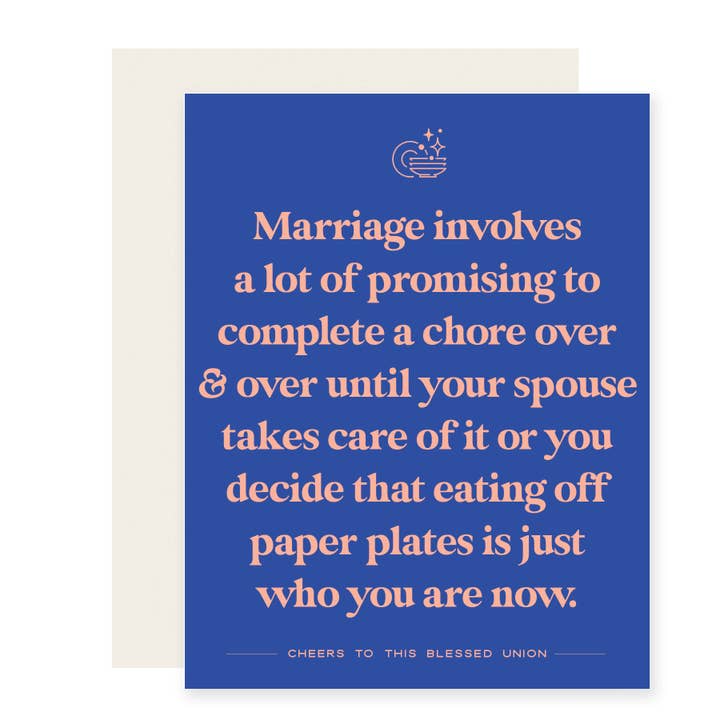 Promising Chores | Funny Wedding Anniversary Card for wholesale by Paloma Paper Co.