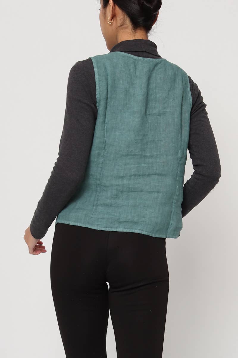 LÉA & LUC - Wholesale Button Down Shirt - Women's - Sleeveless shirt in 100% Linen REF. 514648