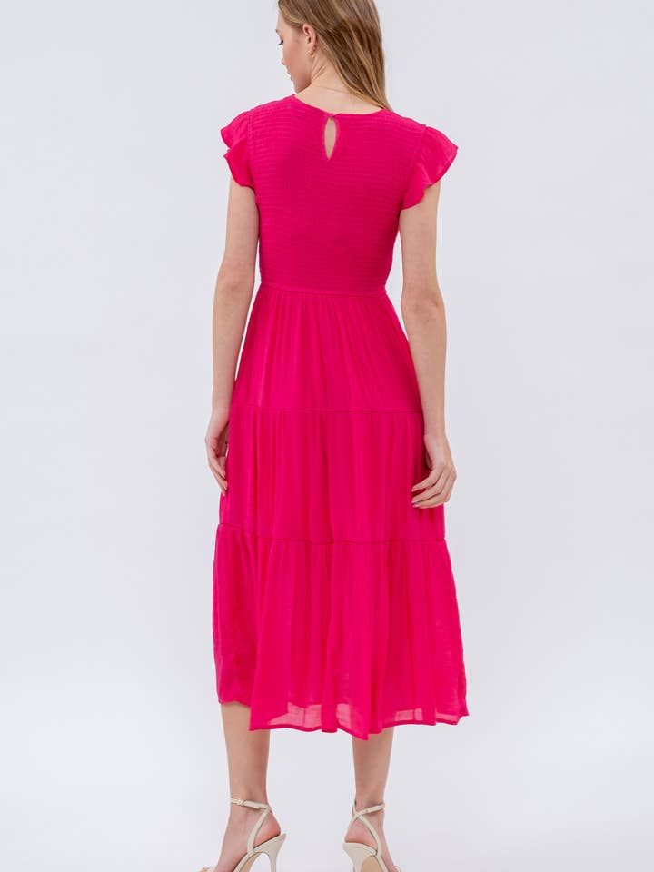 Blu Pepper - Venta al por mayor Vestido - Mujer - Vestido midi con volantes y cuerpo fruncido68