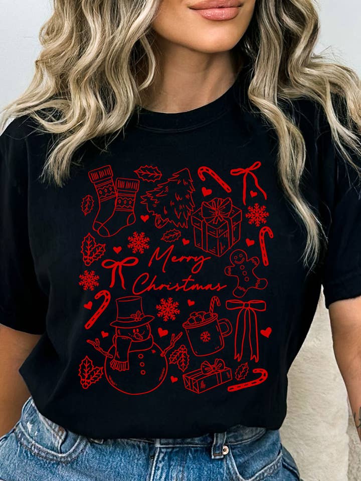 Kissed Apparel - Wholesale Screen Printed T-Shirt - Women's - Merry Christmas Holiday Comfort Colors Tee
