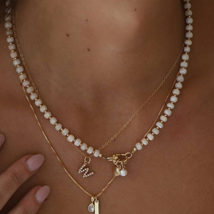 Katie Waltman Jewelry - Wholesale Beaded/Pearl Necklace - WHITE SILVERITE BEADED NECKLACE