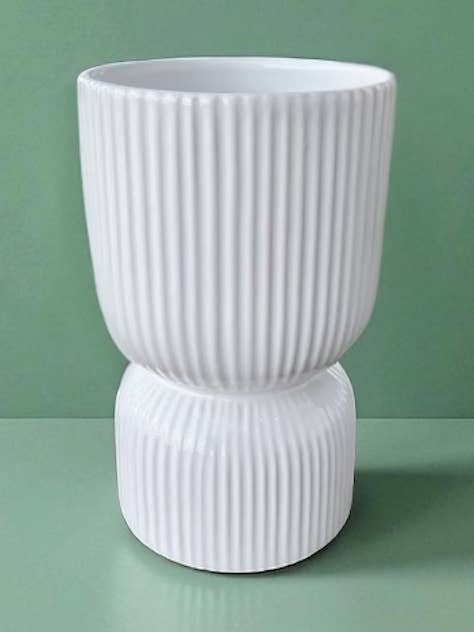 The Pedestal Planter White Ceramic Plant Pot for wholesale by Posies