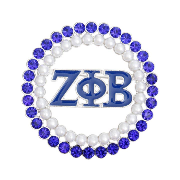 Brooch Blue White Zeta Round Pin for Women for wholesale on Faire