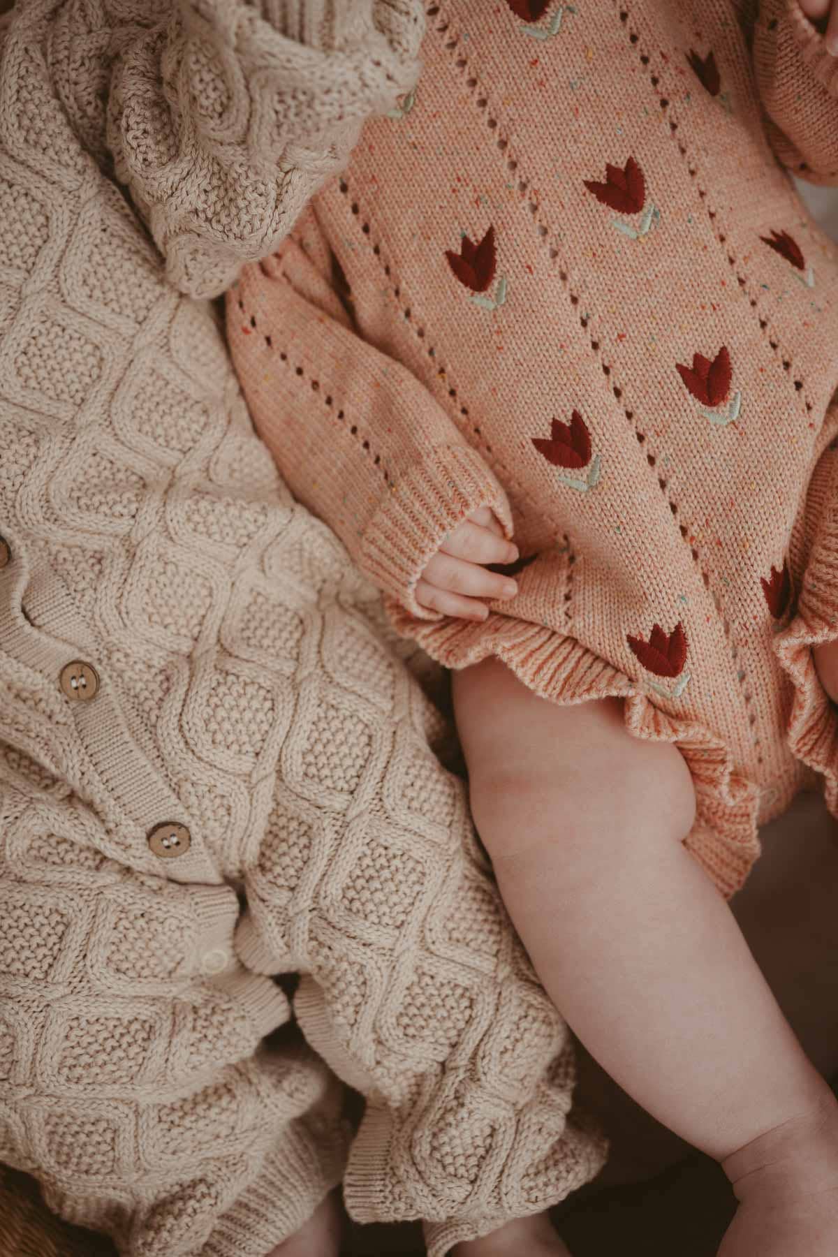 FRECKLES the label - Wholesale Jumpsuit – Baby - Embroidered Pointelle Romper | Sherbet Tulip6