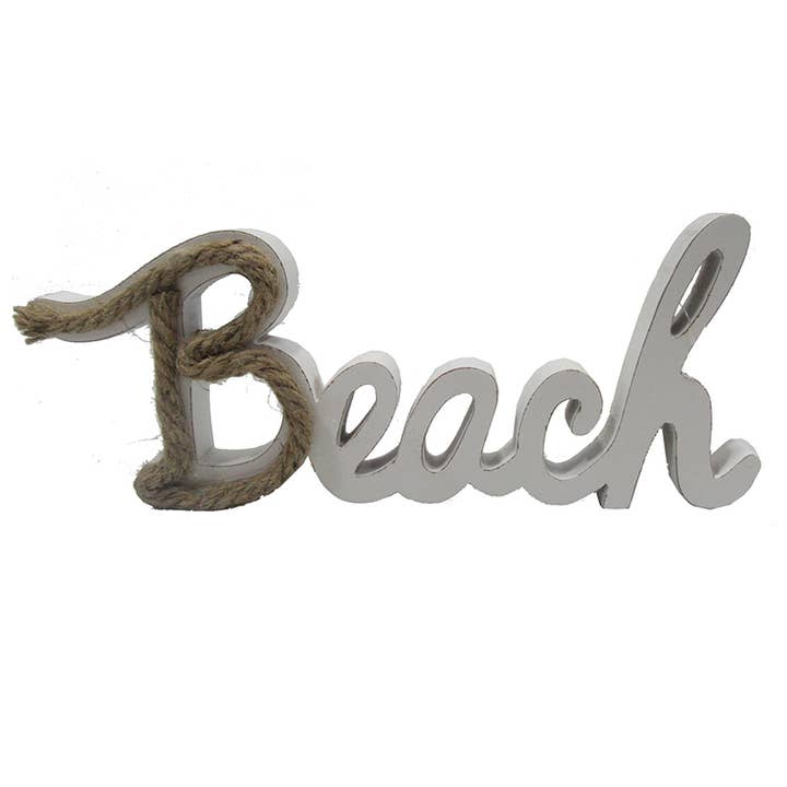 Beach Wood Cutout Tabletop Sign for wholesale by California Seashell Company
