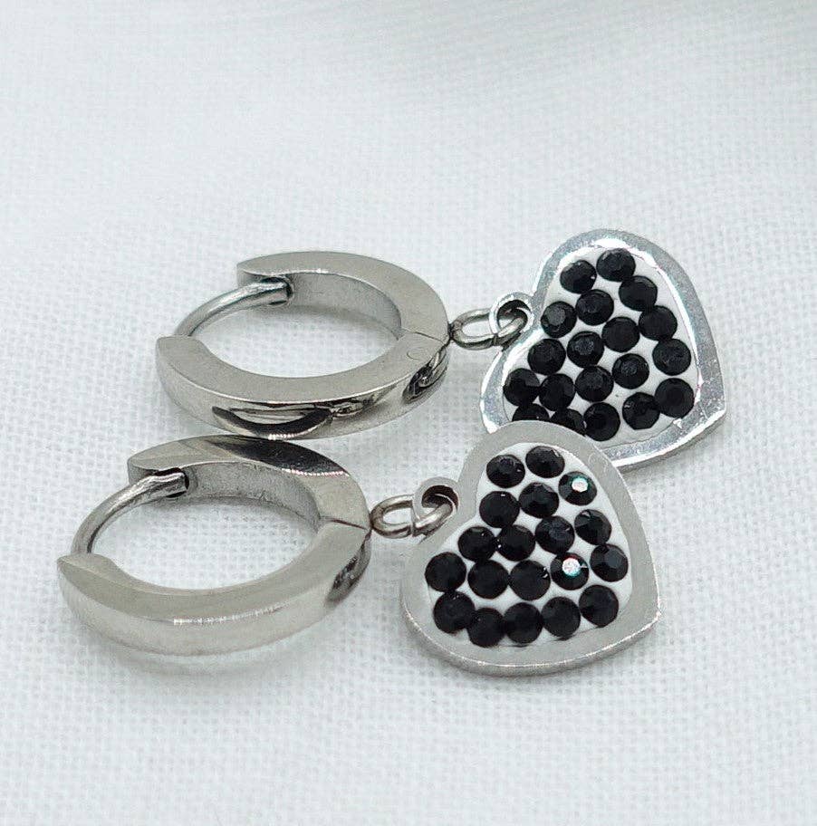 Daemon srls – wholesale Huggie earrings – LUCY ~ Zircons heart Stainless Steel Earrings26