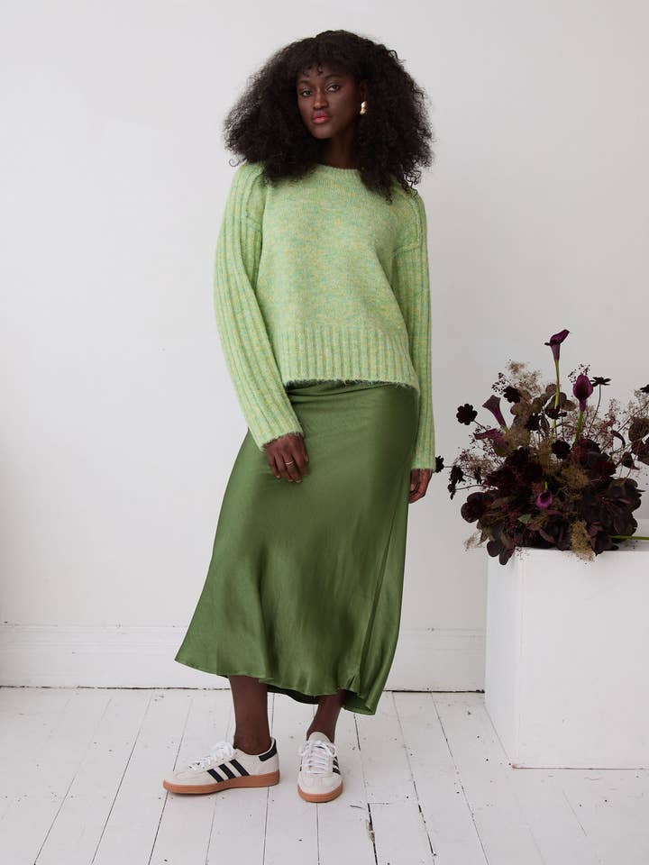 Angel Khaki Satin Skirt for wholesale by Fika