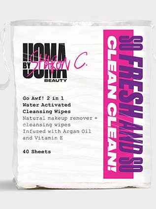 GO AWF! 2 IN 1 WATER-ACTIVATED FACE WIPES for wholesale by Uoma By Sharon C