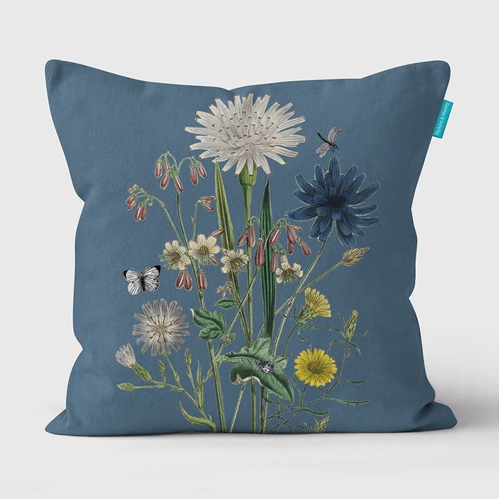 Astrantia Cornflower & Coltsfoot Outdoor Cushion for wholesale by Perkins & Morley