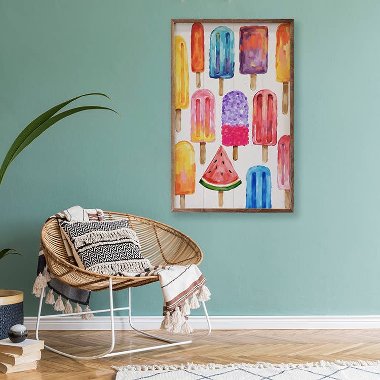 Kendrick Home - Wholesale Wood Wall Art - Colorful Popsicles2