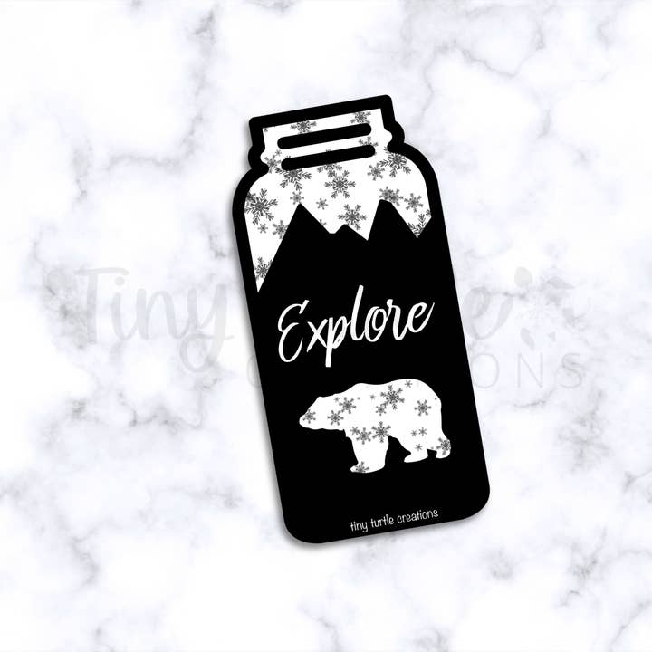 Autocollant pour bouteille d'eau Explore pour la vente par Tiny Turtle Creations