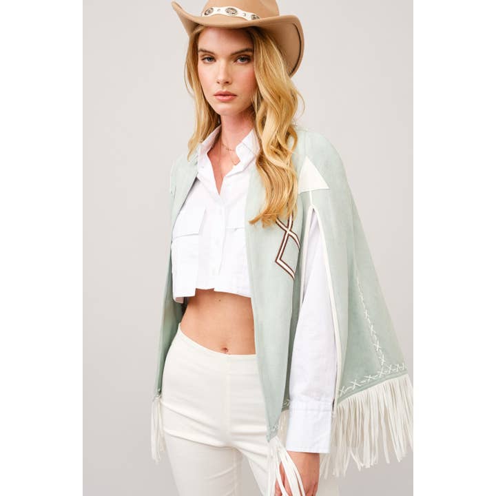 Blue Bunny Inc - Wholesale Cape - Women's - Add Western Flair with Fringe Detail Open Cape Jacket15