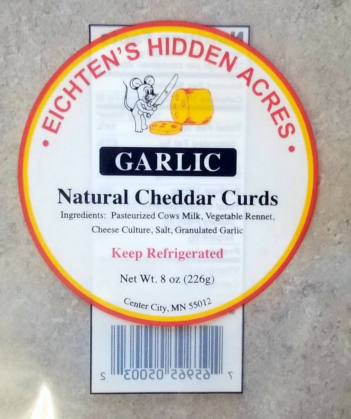 Eichtens Cheese - Wholesale Cheese - Cheddar Cheese Curds, Garlic 8 oz1