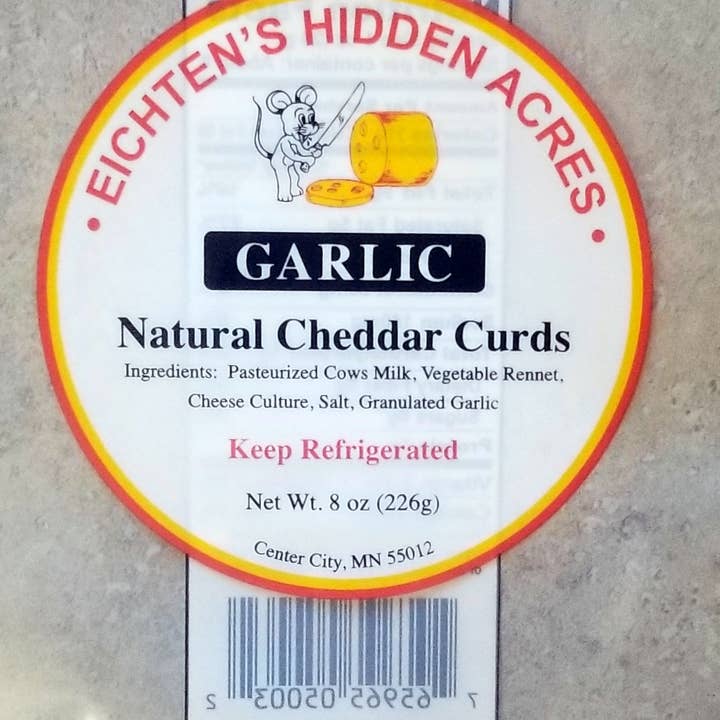Eichtens Cheese - Wholesale Cheese - Cheddar Cheese Curds, Garlic 8 oz1