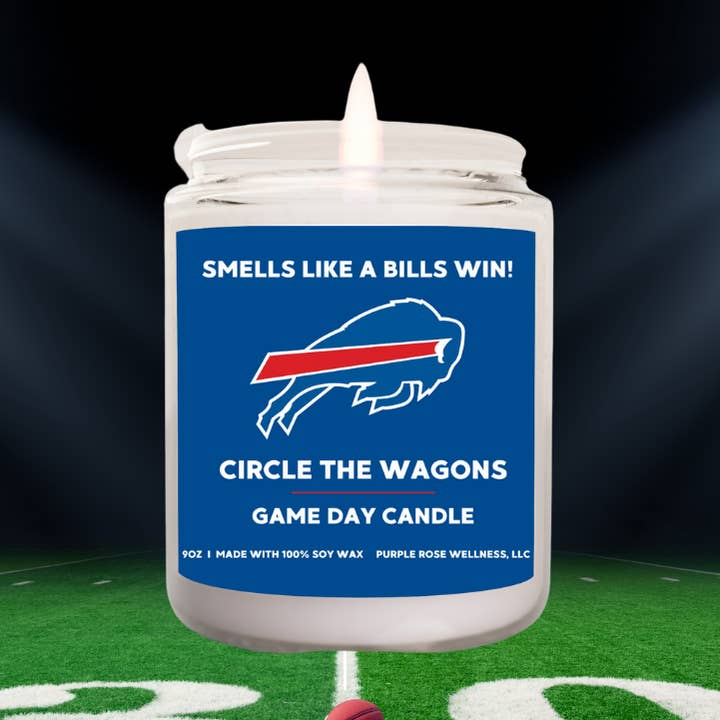 Purple Rose Wellness, LLC - Wholesale Jar/Filled Candle - Buffalo Bills Football Candle0
