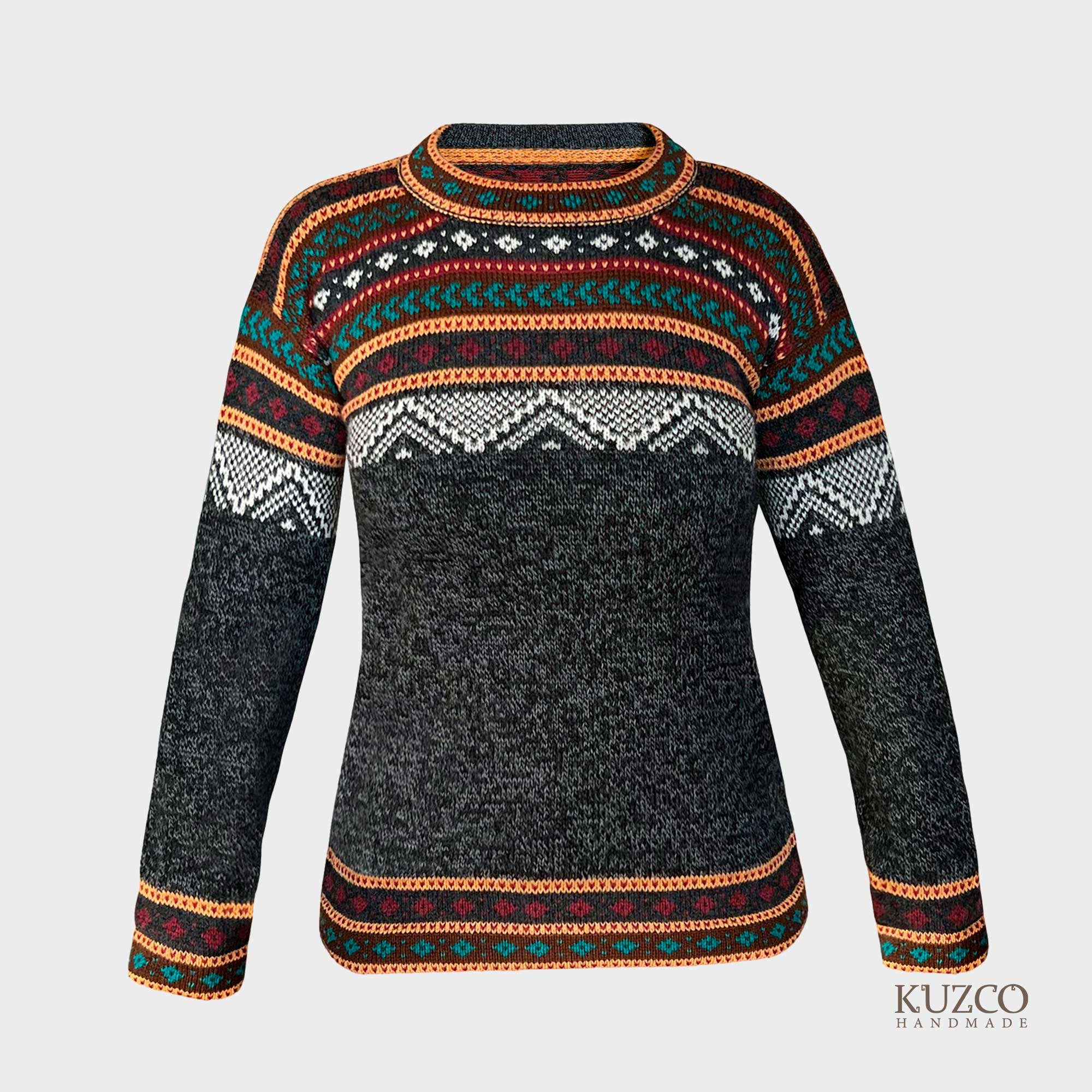 KuzcoHandmade – wholesale Pullovertröja - Dam – Alpackaulltröja, vit pullover för kvinnor7