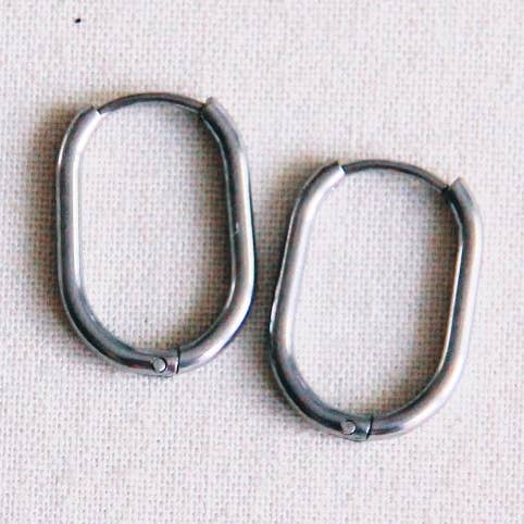 creoli ovale in acciaio inossidabile 21 mm «basic» - argento per la vendita all'ingrosso da parte di Bazou