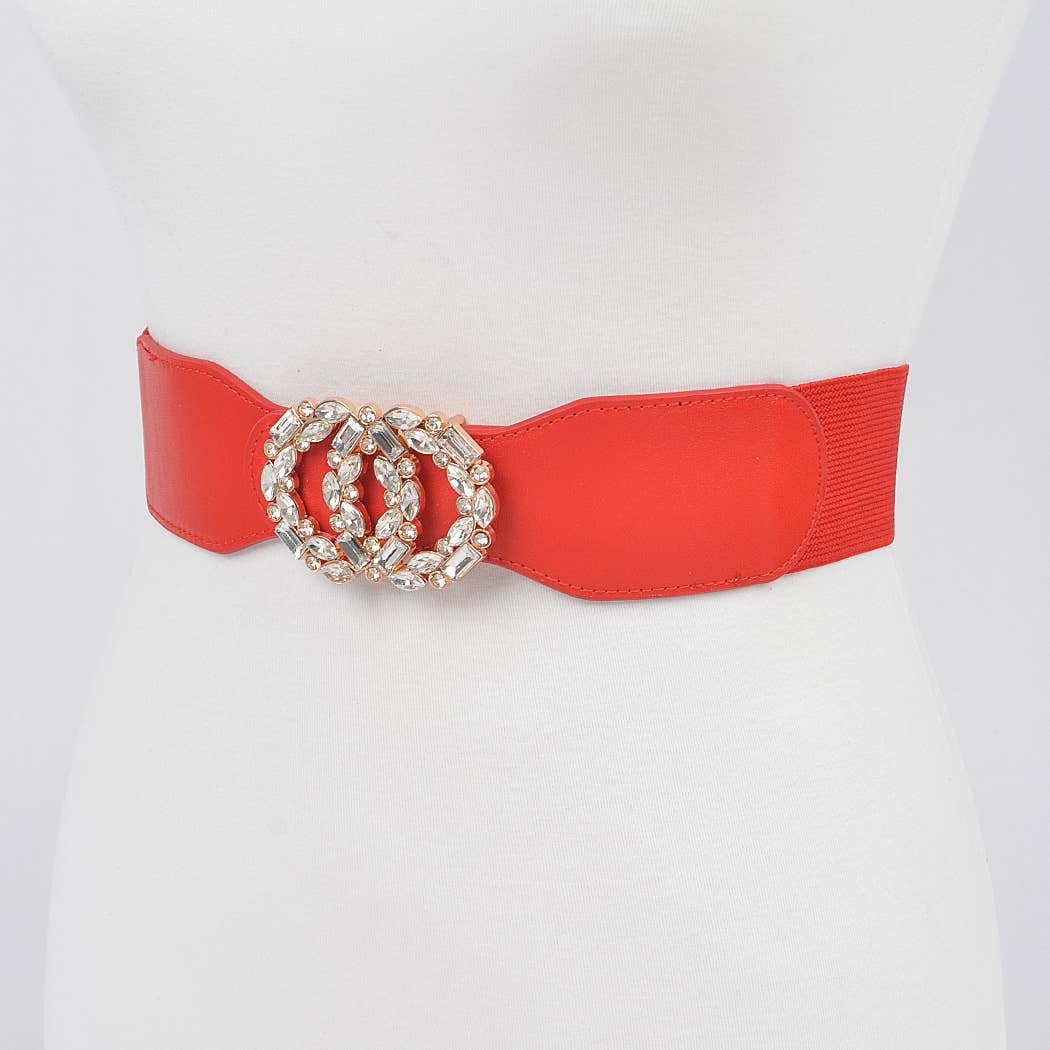 3AM BY H&D ACCESSORIES - Wholesale Belt - Women's - OO Rhinestone Buckle Plus Size Elastic Belt4