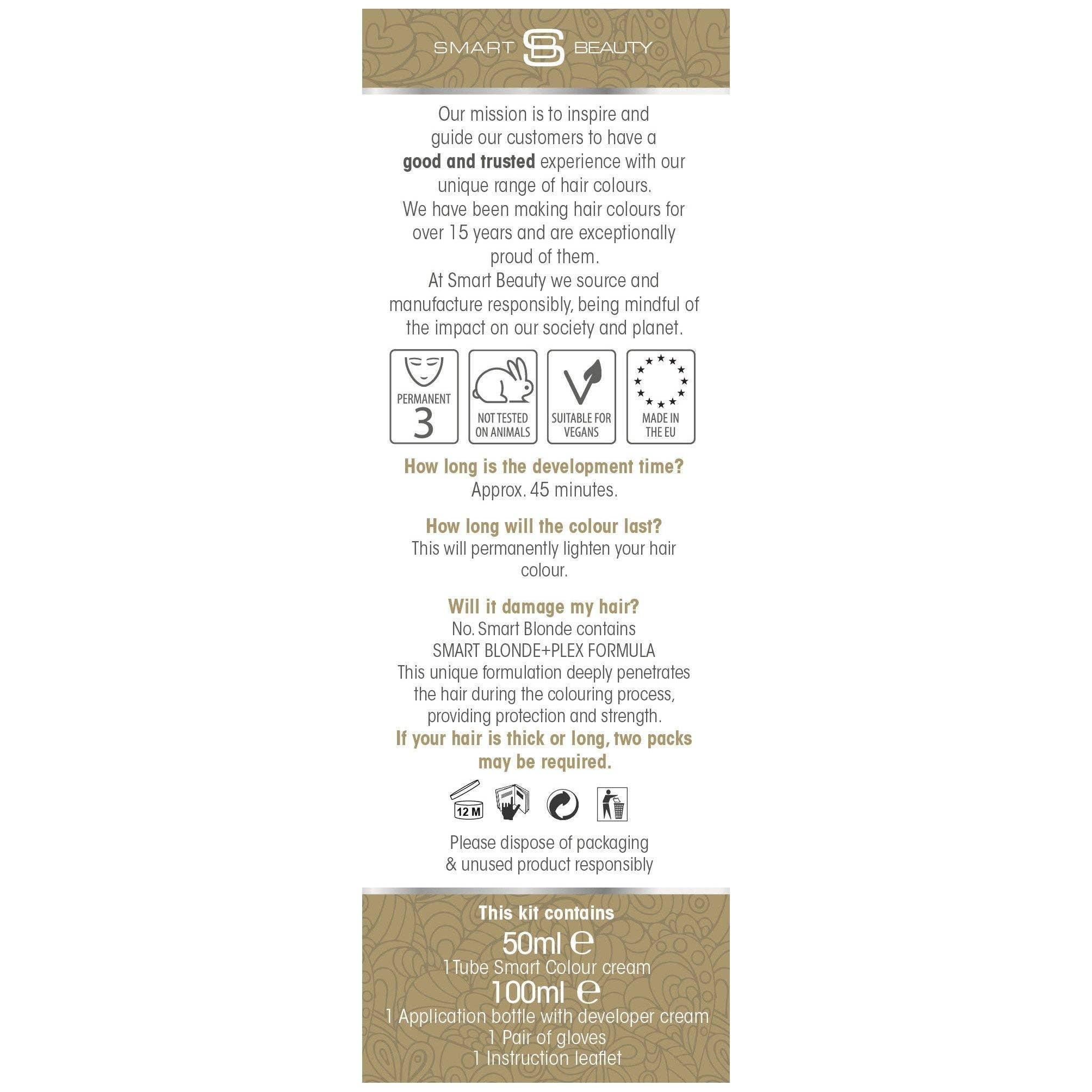 Smart Beauty Shop – wholesale Hair dye – Blonde+plex | Ash Blonde Permanent Hair Dye  | VEGAN2