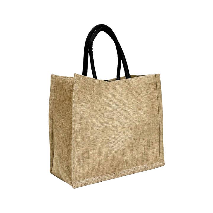 Cap Zone - Wholesale Beach Bag - Beach Vibe Burlap Box Tote Beach Bag